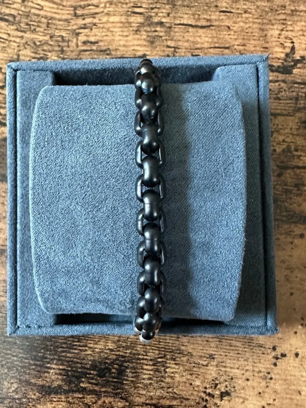 David Yurman Box Chain Bracelet w/ Stainless Steel & Sterling Silver, 7.3mm - 9